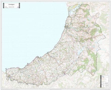 County Map of Ceredigion - EXTRA Large Edition