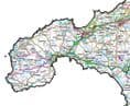 County Map of Cornwall - White Background