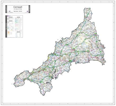 County Map of Cornwall - White Background