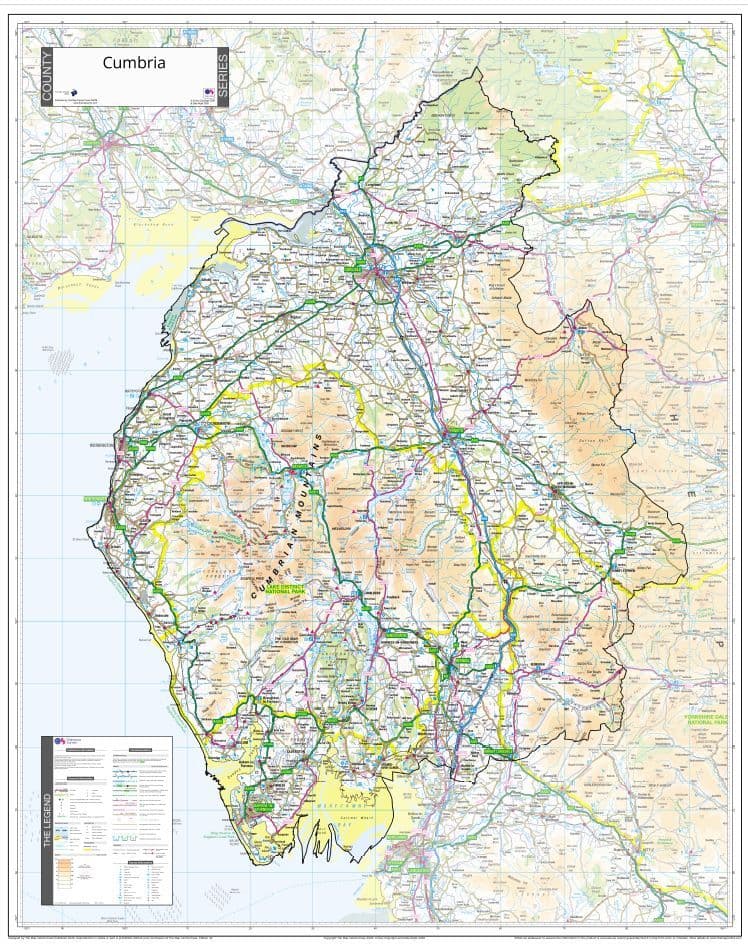 County Map of Cumbria - 2026