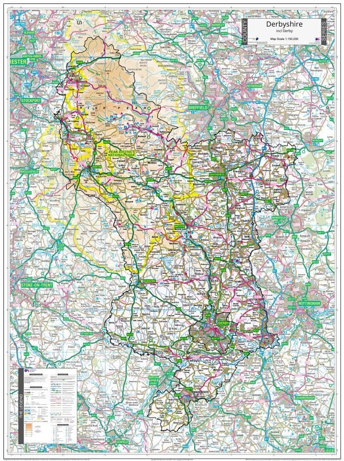 County Map of Derbyshire - 2024