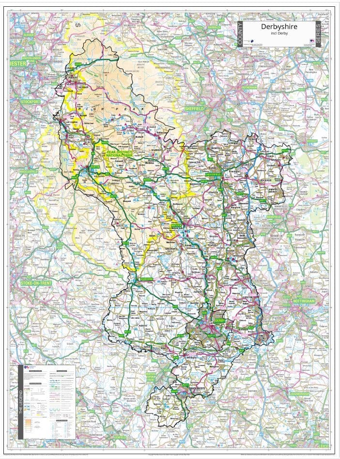 County Map of Derbyshire - 2026