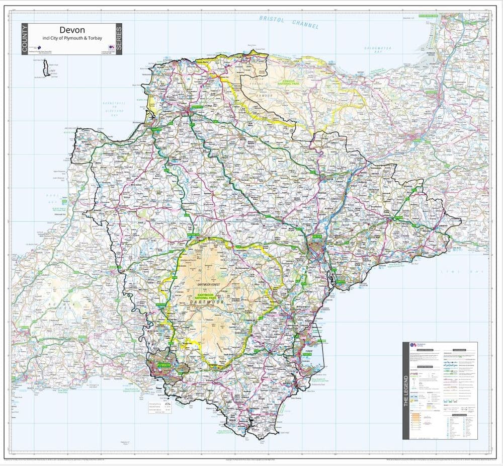 County Map of Devon - 2026