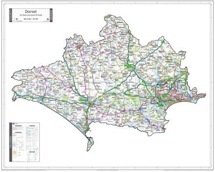 County Map of Dorset - White Background
