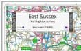 County Map of East Sussex Including Brighton - 2024