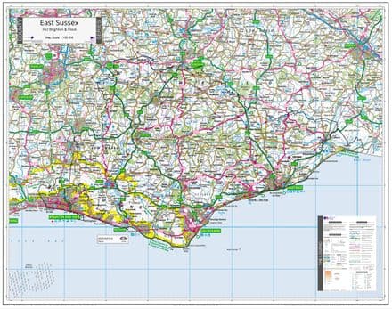 County Map of East Sussex Including Brighton - 2024
