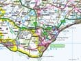 County Map of East Sussex Including Brighton - 2024