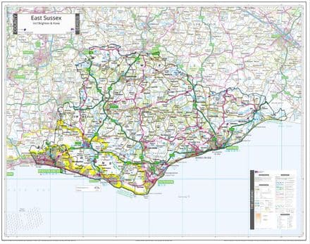 County Map of East Sussex Including Brighton - 2026