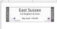 County Map of East Sussex Including Brighton - White Background
