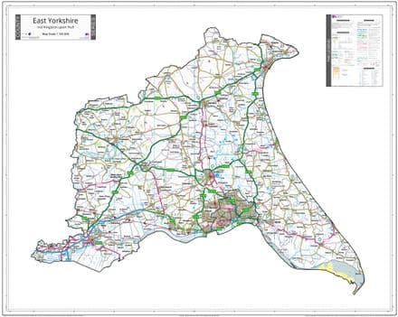 County Map of East Yorkshire - White Background