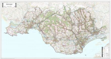 County Map of Glamorgan - Extra Large