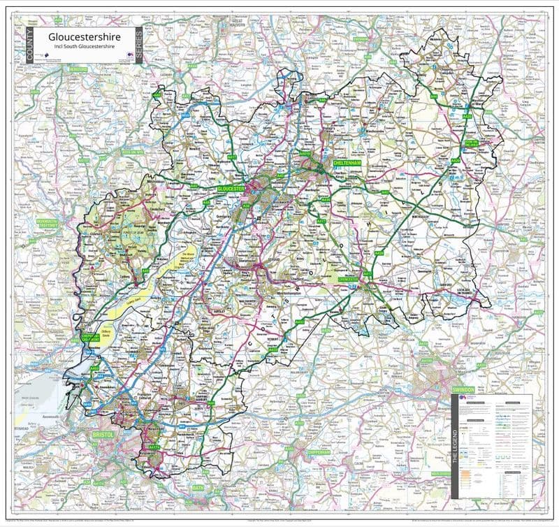 County Map of Gloucestershire - 2026