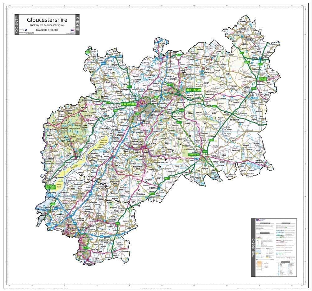 County Map of Gloucestershire - White Background