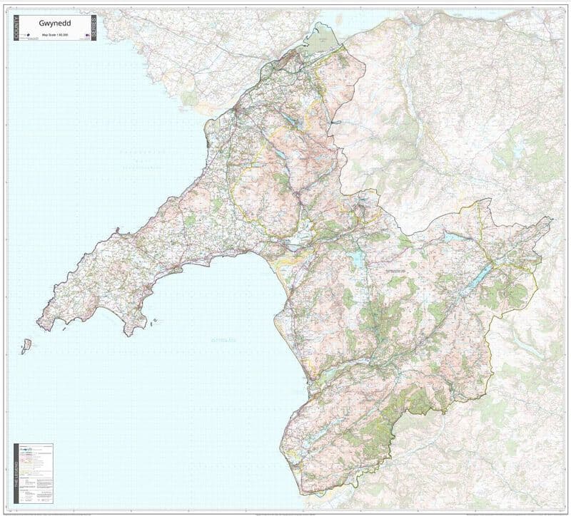County Map of Gwynedd - EXTRA Large Edition
