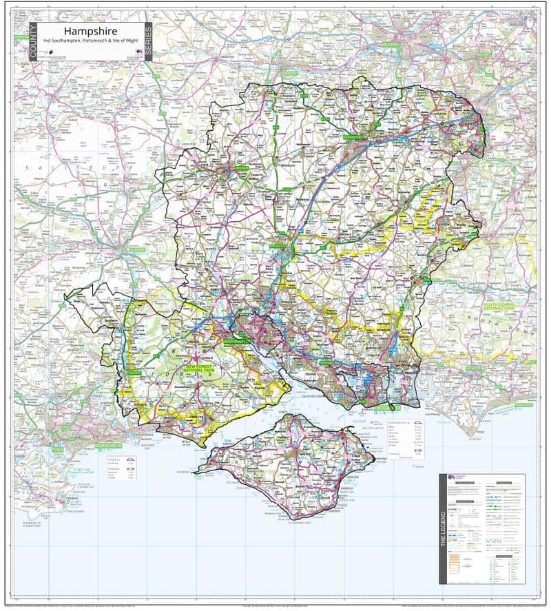 County Map of Hampshire - 2026
