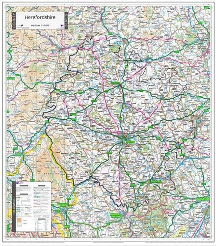County Map of Herefordshire - 2024