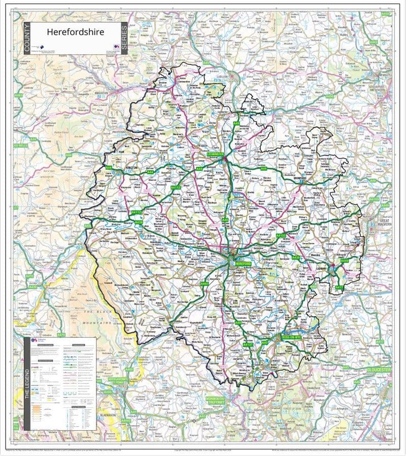 County Map of Herefordshire - 2026