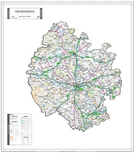 County Map of Herefordshire - White Background