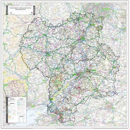 County Map of Herefordshire, Worcestershire & Gloucestershire - Special Sheet - 2026