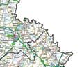 County Map of Herefordshire, Worcestershire & Gloucestershire - Special Sheet - White Background