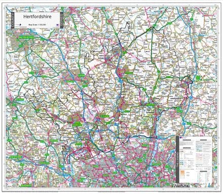 County Map of Hertfordshire - 2024