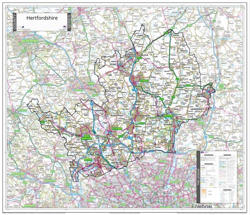 County Map of Hertfordshire - 2026