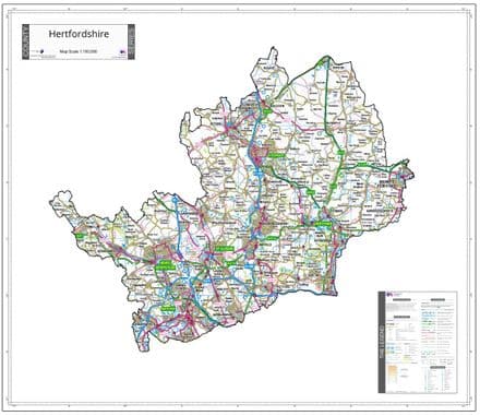 County Map of Hertfordshire - White Background