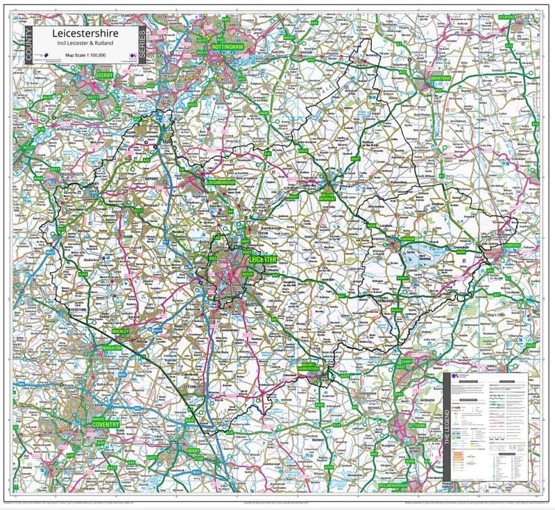 County Map of Leicestershire - 2024