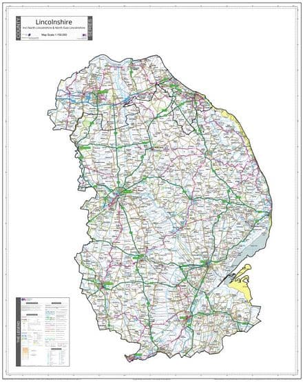 County Map of Lincolnshire - White Background