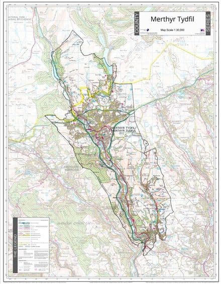 County Map of Merthyr Tydfil