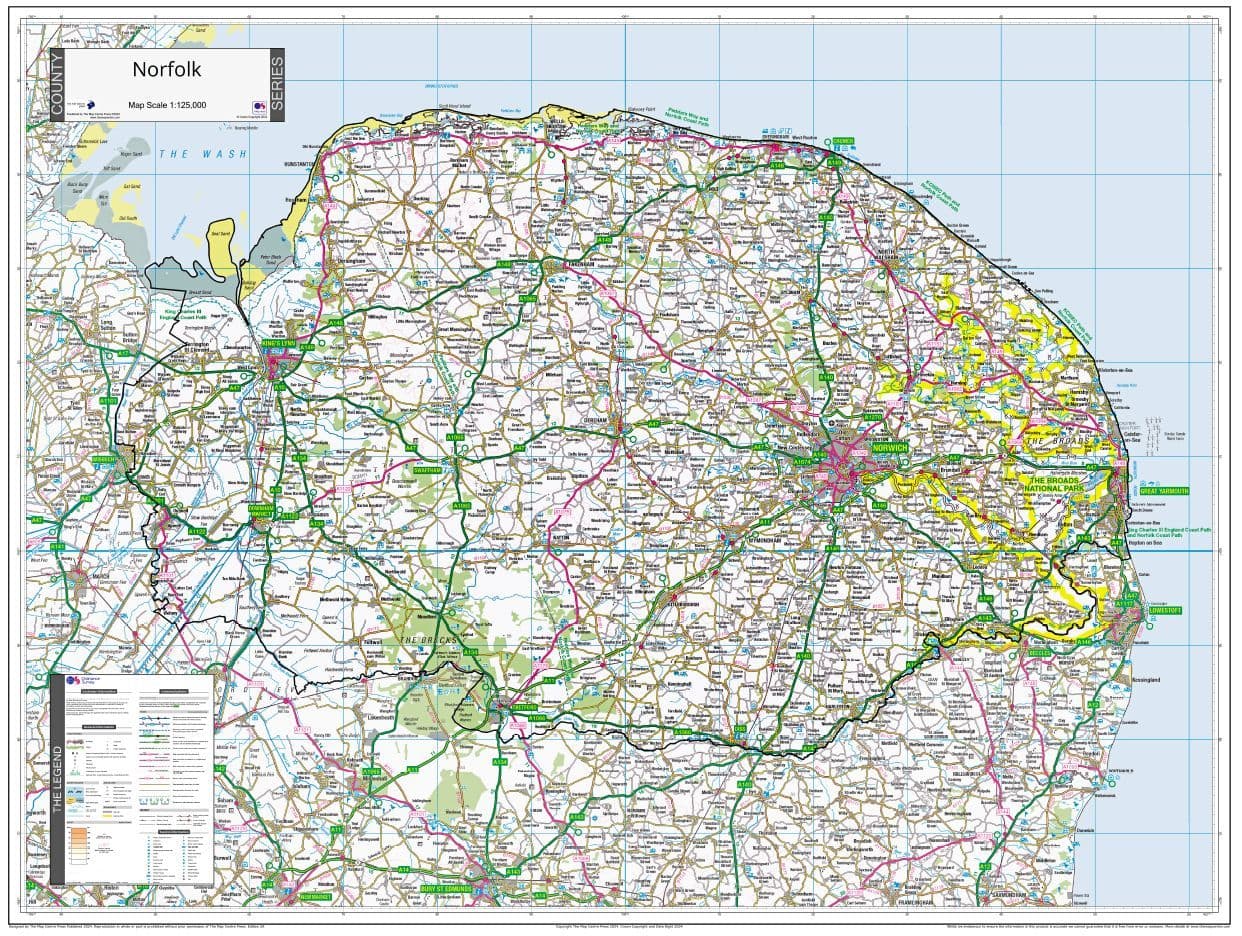 County Map of Norfolk - 2024