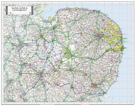County Map of Norfolk, Suffolk & Cambridgeshire - Special Sheet - 2025