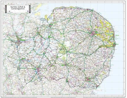 County Map of Norfolk, Suffolk & Cambridgeshire - Special Sheet - 2026