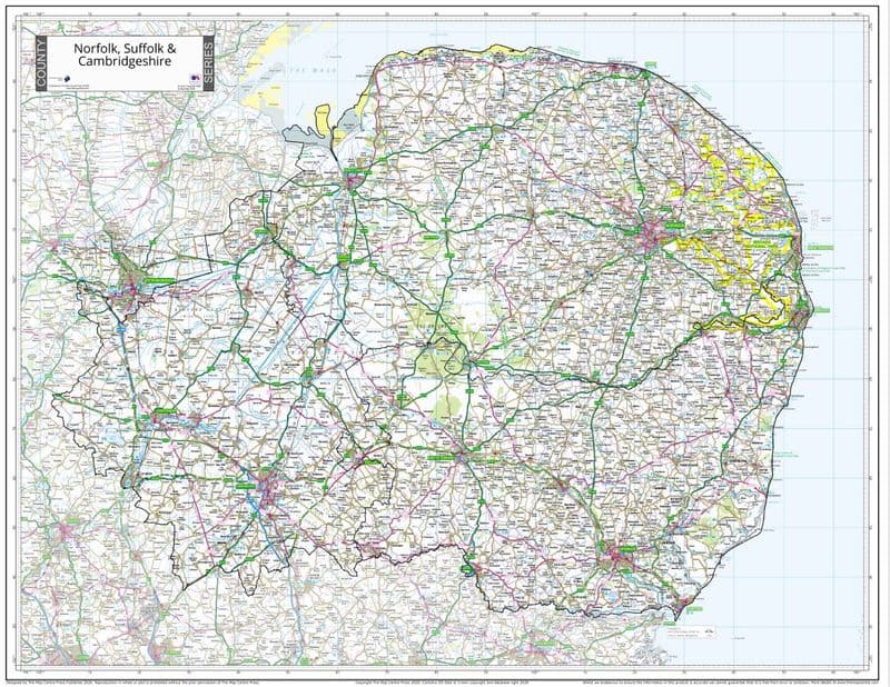 County Map of Norfolk, Suffolk & Cambridgeshire - Special Sheet - 2026