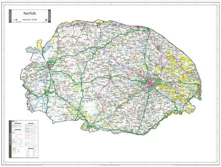 County Map of Norfolk- White Background