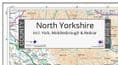 County Map of North Yorkshire Incl York, Redcar and Middlesbrough - 2025