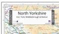 County Map of North Yorkshire Incl York, Redcar and Middlesbrough - 2026