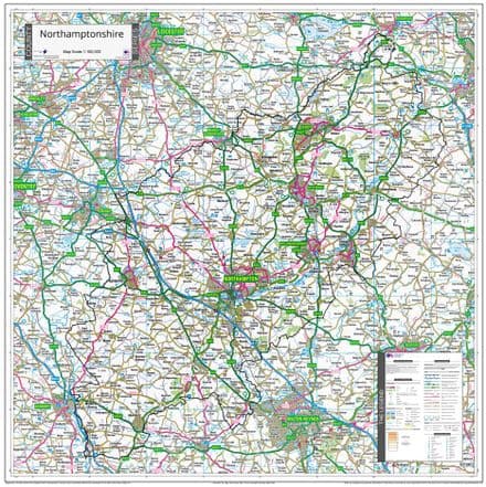 County Map of Northamptonshire - 2024