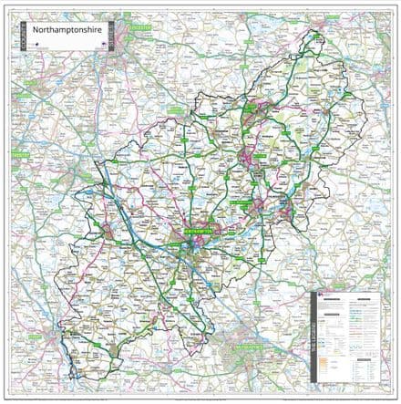 County Map of Northamptonshire - 2026