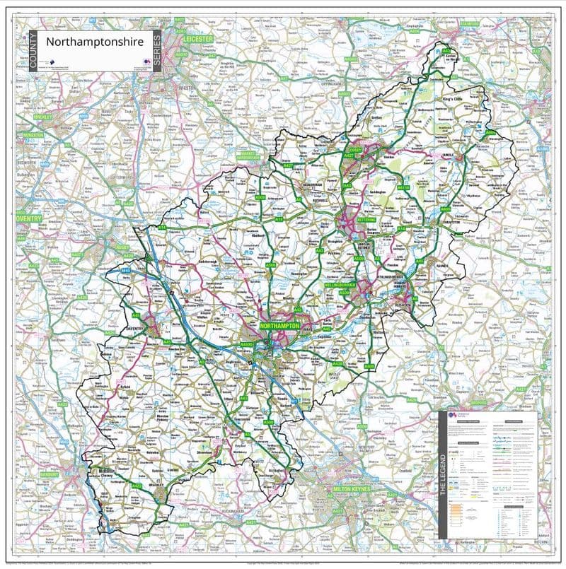 County Map of Northamptonshire - 2026