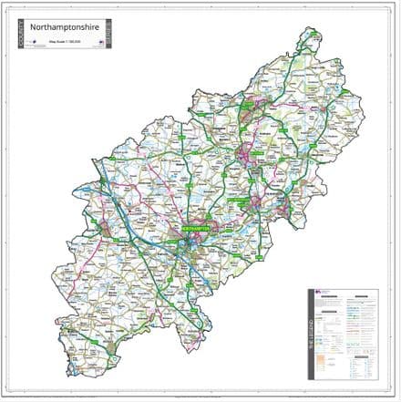 County Map of Northamptonshire - White Background