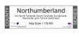 County Map of Northumberland Incl Newcastle upon Tyne - White Background