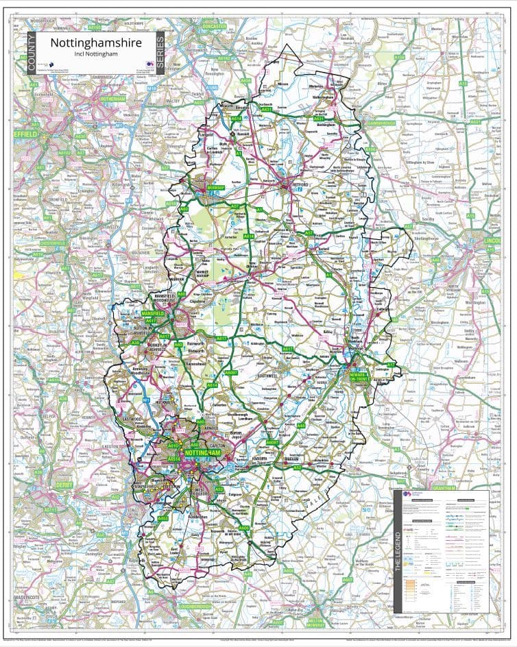 County Map of Nottinghamshire - 2026