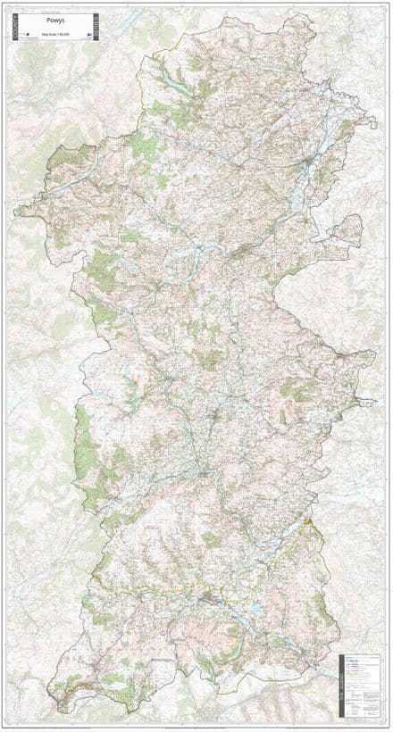 County Map of Powys - EXTRA Large Edition