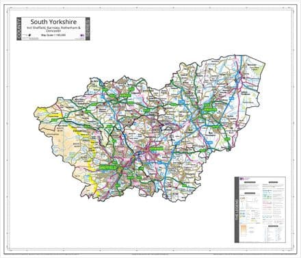 County Map of South Yorkshire - White Background