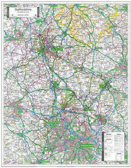County Map of Staffordshire - 2024