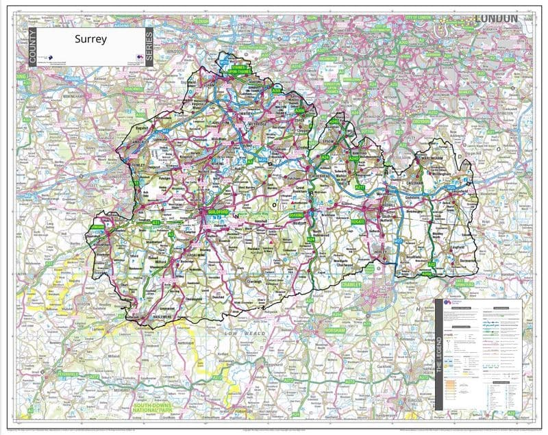 County Map of Surrey - 2026
