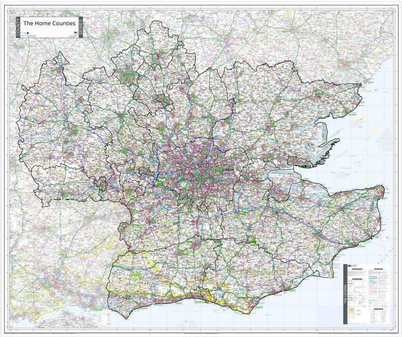 County Map of the Home Counties - 2026