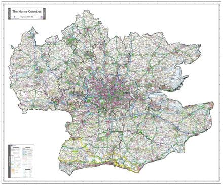 County Map of the Home Counties - White Background
