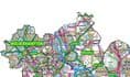 County Map of Warwickshire including Birmingham & West Midlands - White Background